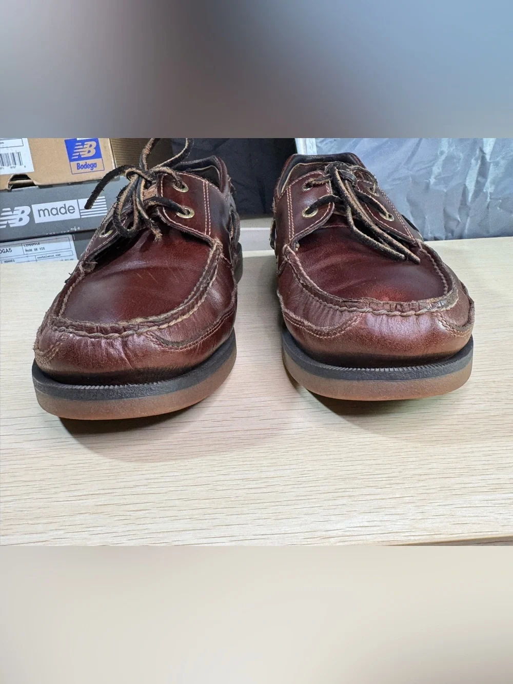 Sperry Top Sider Mako Collection Brown Leather Boat Loafer Shoes Men 10.5 Wide